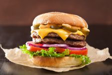 double cheese burger with jalapeno tomato onion